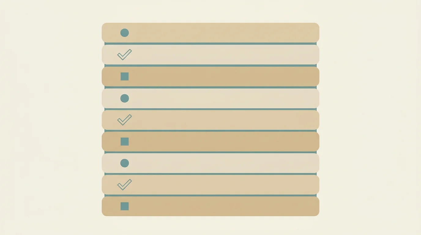 Ein Listenblock, in dem nur einige Zeilen eine Markierung tragen