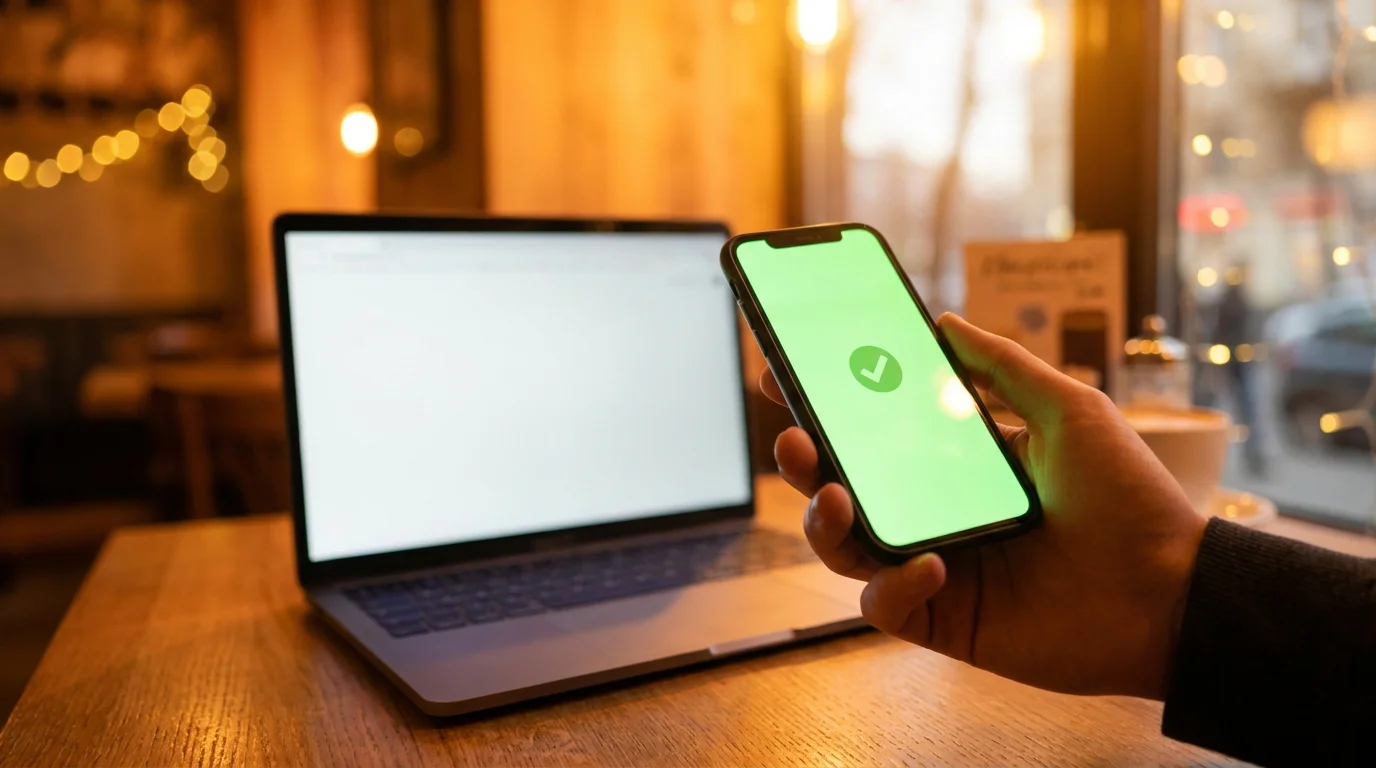 Eine Hand hält ein Smartphone mit leerem Freigabebildschirm