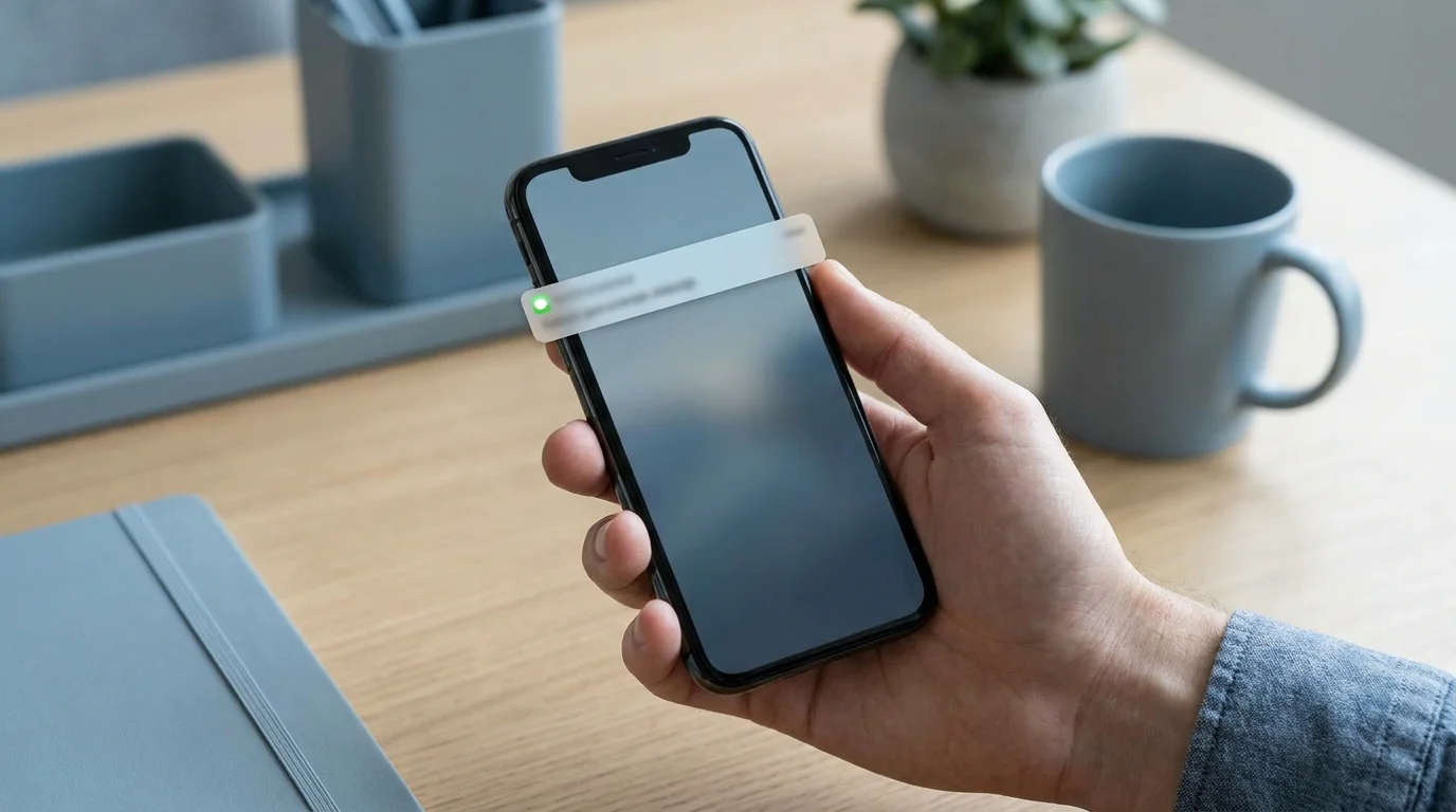 Smartphone zeigt eine neutrale Benachrichtigung über eine sofortige Gutschrift