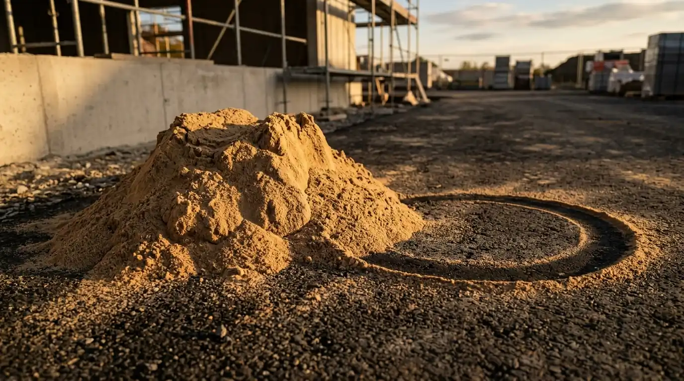 Ein umgeschütteter Sandhaufen mit gleicher Gesamtmenge