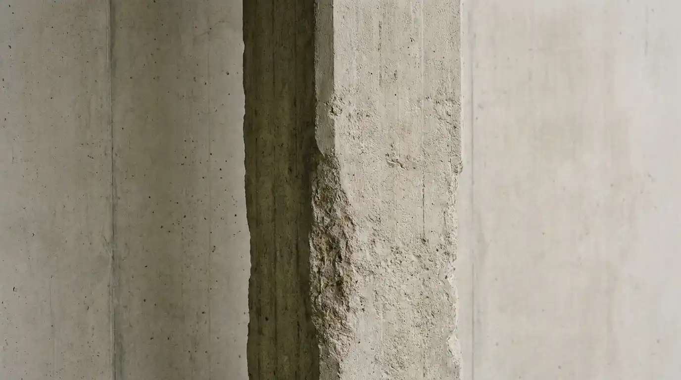Ein fest verbauter Betonpfeiler als tragendes Element einer Wand