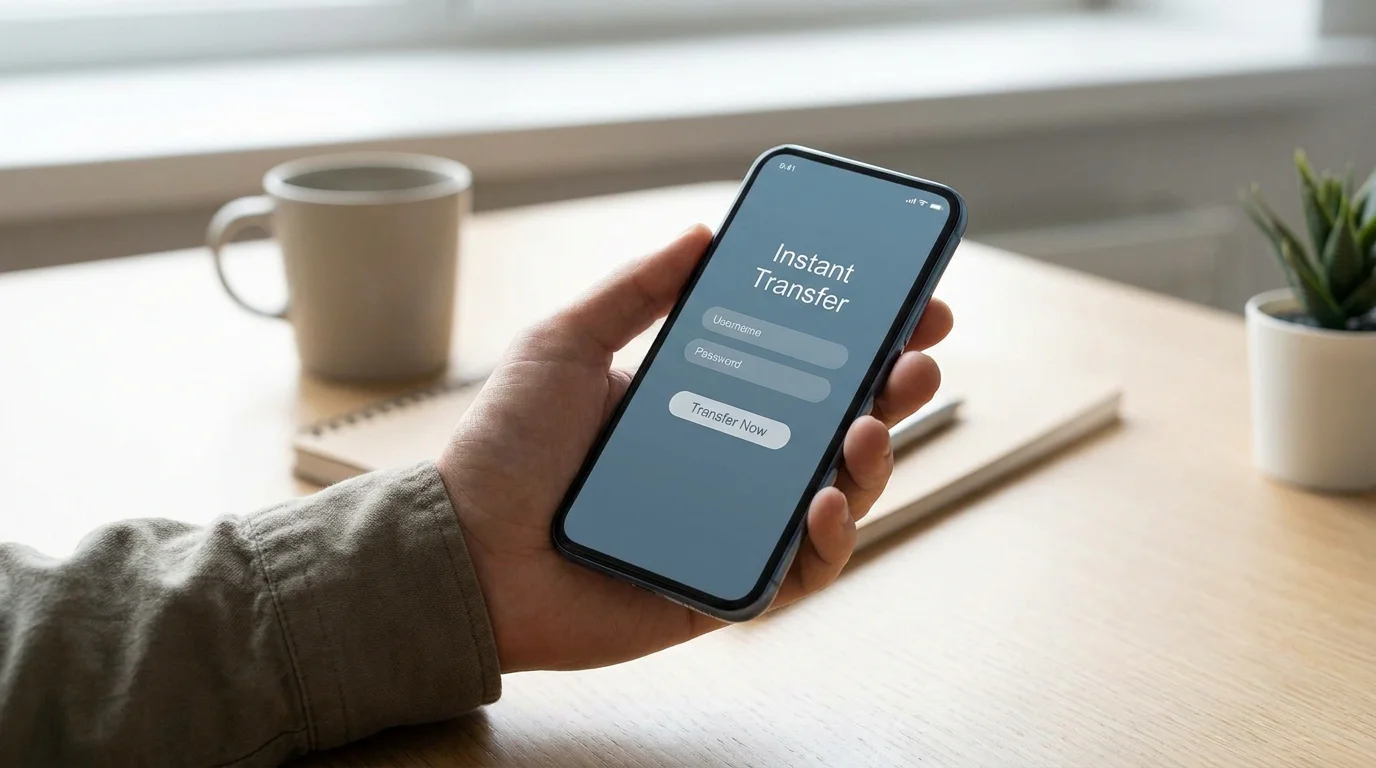 Smartphone mit einer neutralen Online-Banking-Anmeldung zur Sofortüberweisung