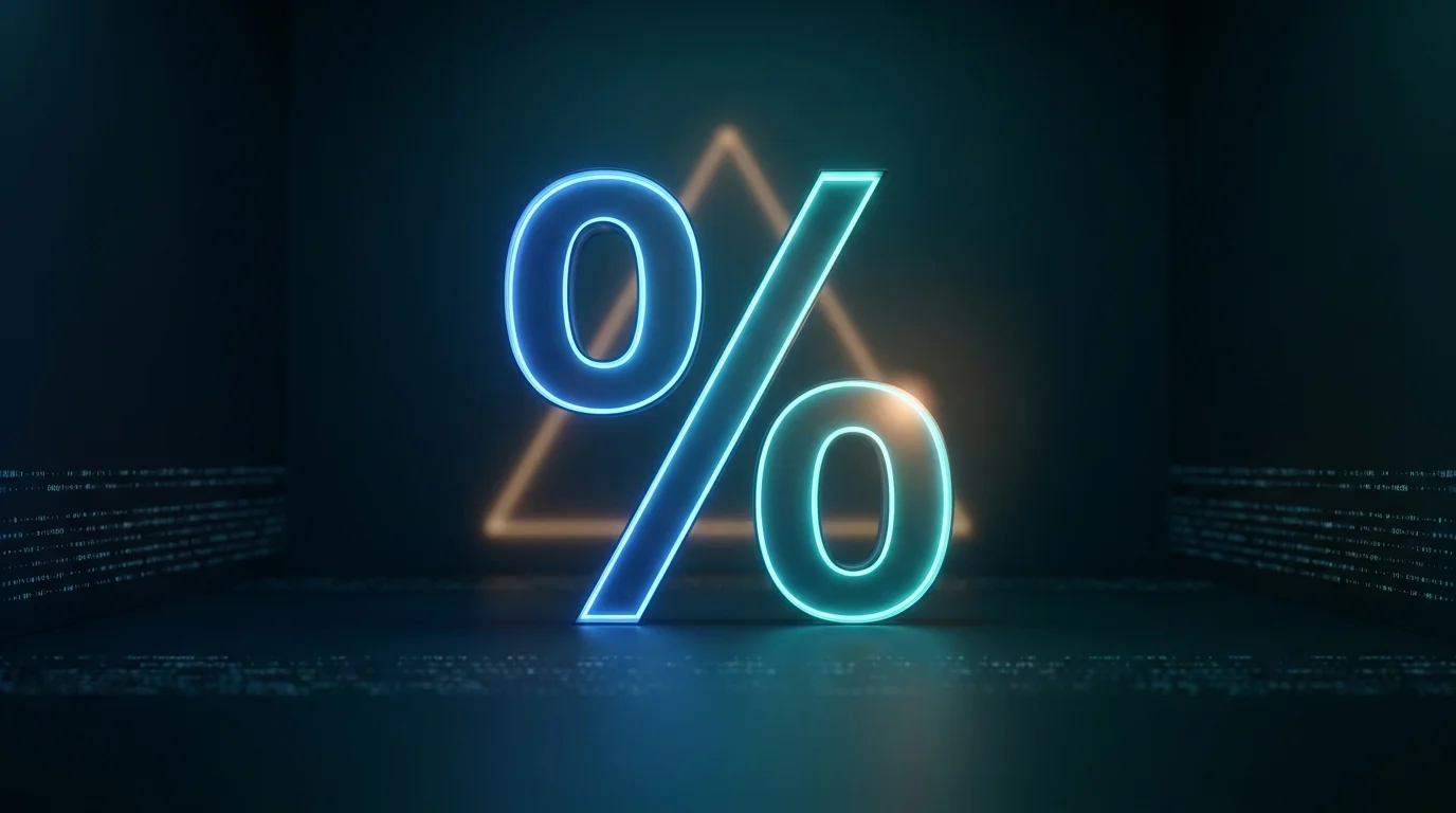 Eine überdimensionale Prozentzahl, die eher wie ein Warnschild als wie ein Angebot wirkt