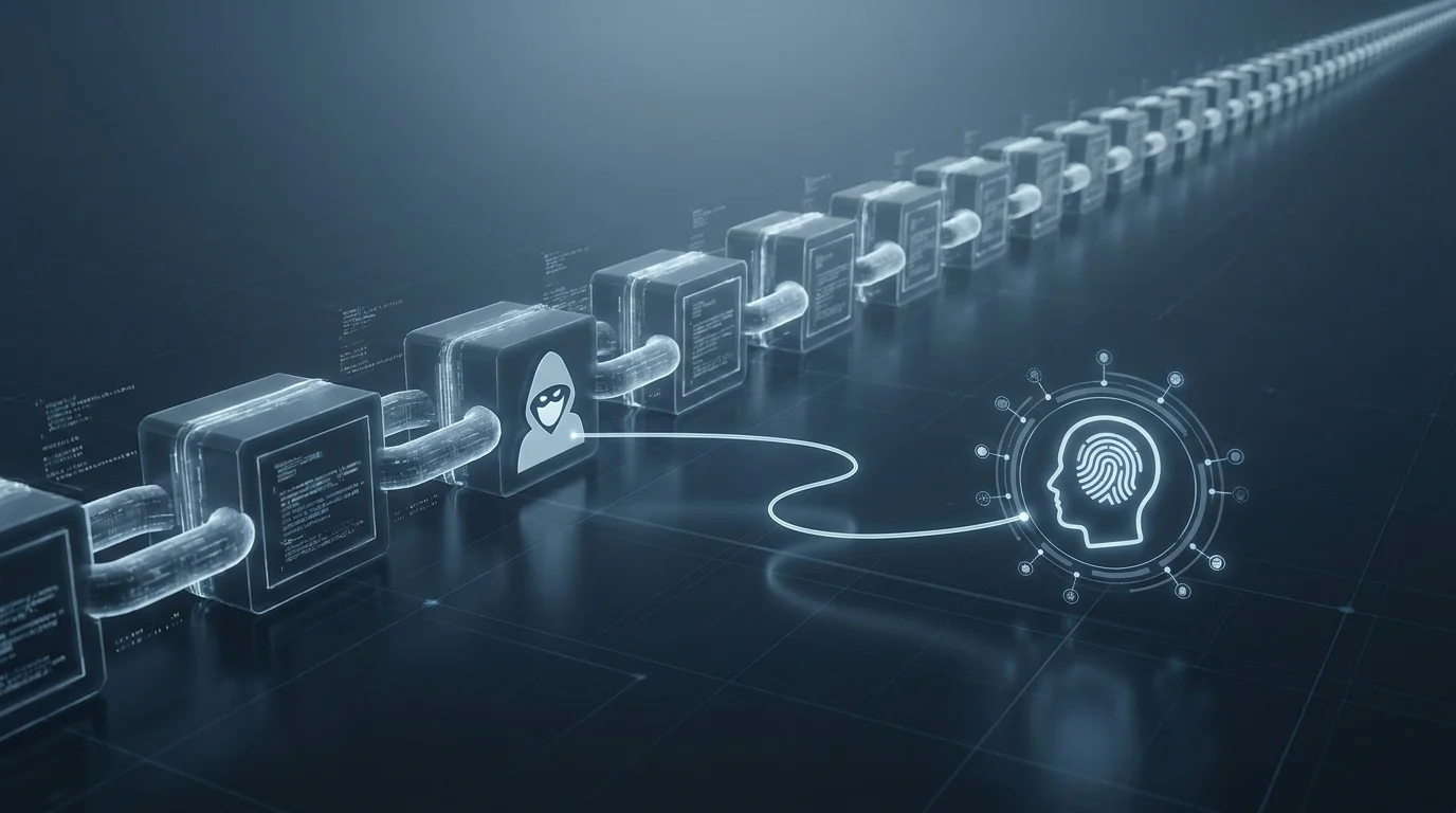 Ein öffentliches Blockchain-Protokoll, in dem eine pseudonyme Adresse nachträglich einer Identität zugeordnet wird