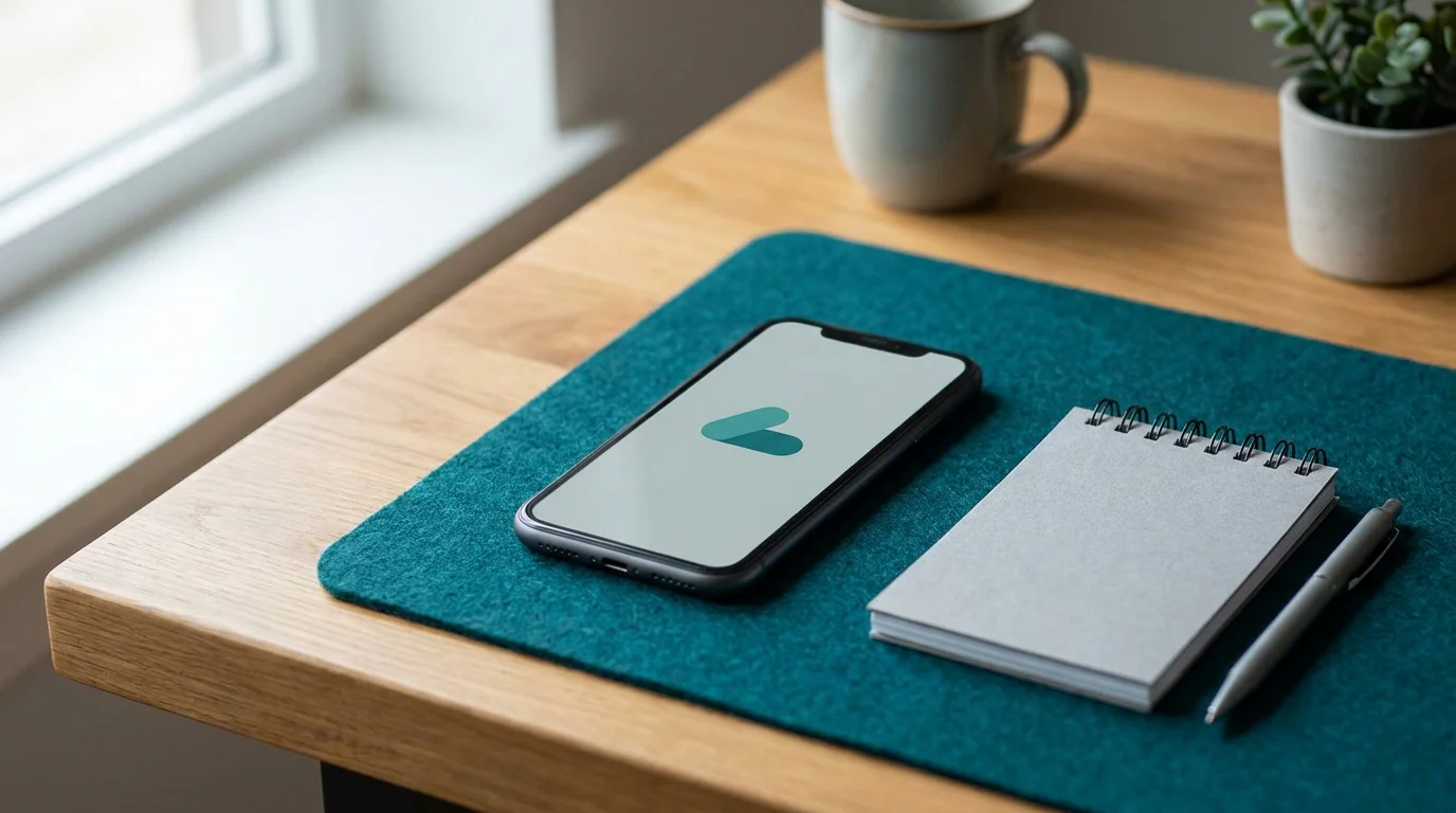 Krypto-Zahlung an einem Schreibtisch mit Telefon und Notizblock